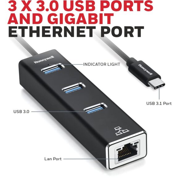 honeywell Type C to USB 3.0 with Gigabit Ethernet Adapter-4